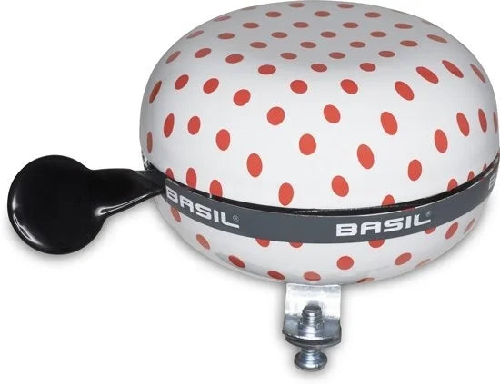 Basil Polkadot Big Bell Bicycle Bell - white/red