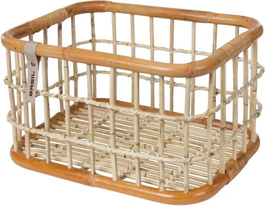 Rotan fietsmand Basil Green Life - large - voorop - natural bruin