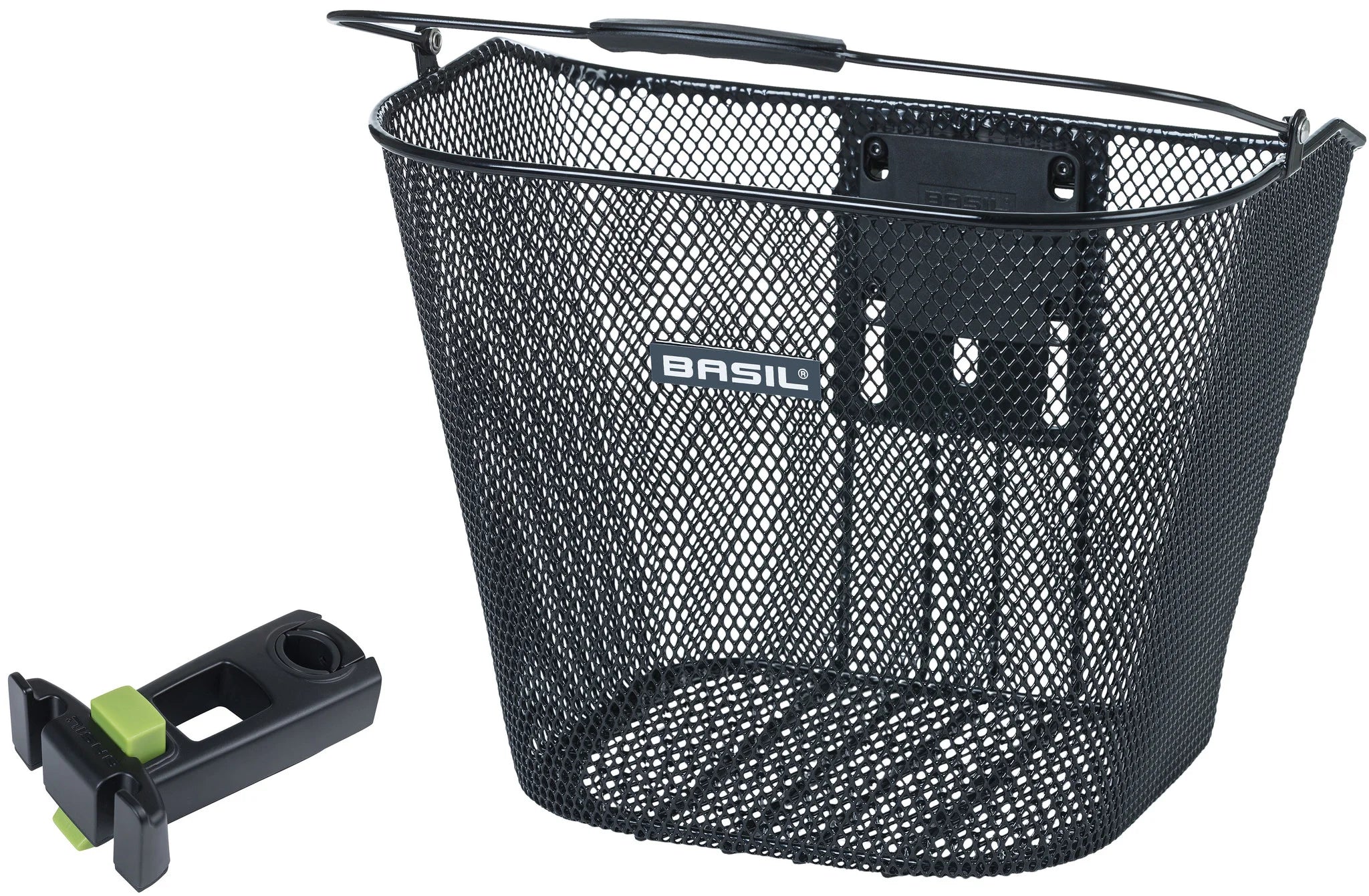 Basil Bremen KF bicycle basket - black (with Ahead Stem Holder)