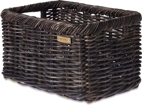Basil Noir L Transport Bicycle Basket Rattan Bicycle Basket 31 liters - Mottled Black