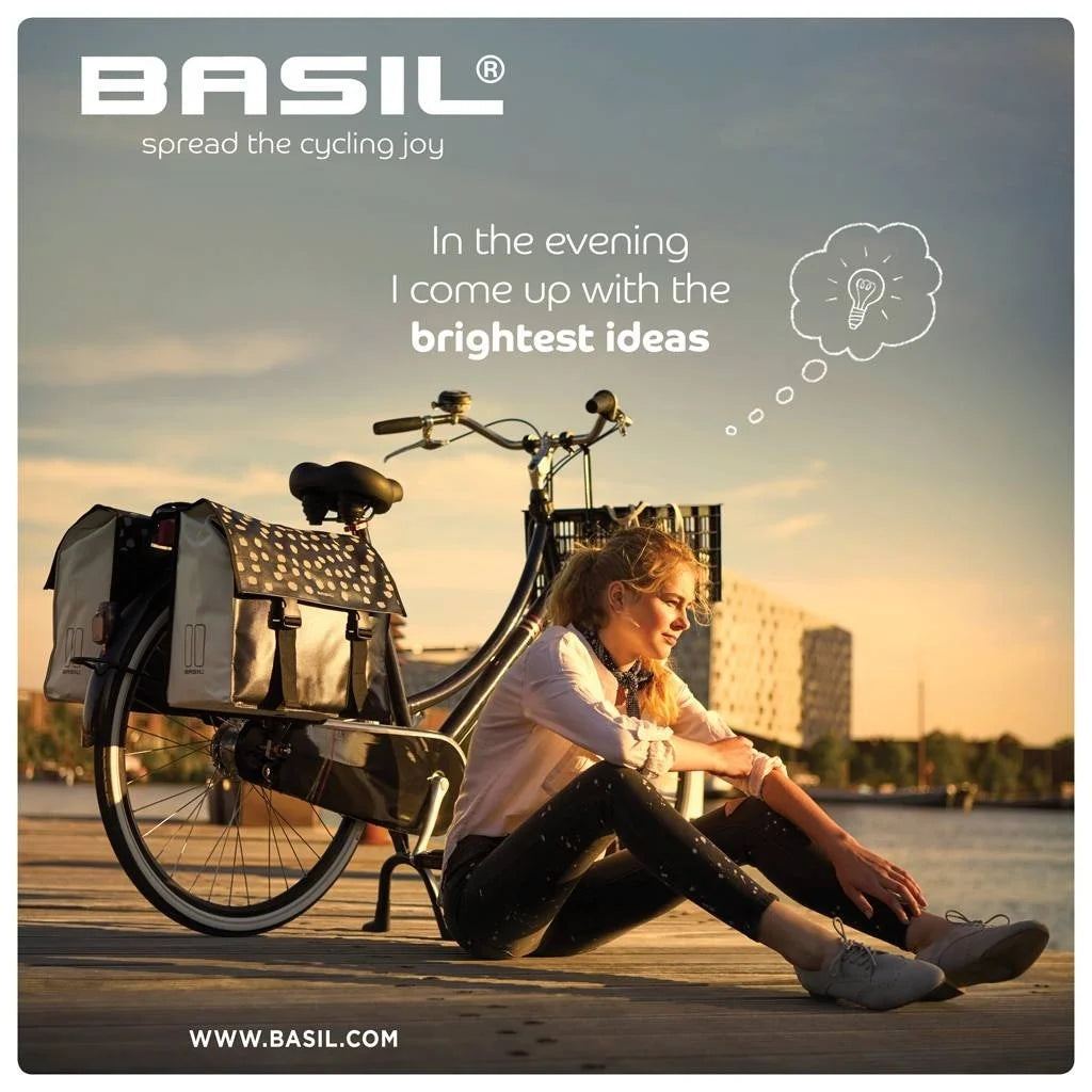 Dubbele fietstas Basil Urban Load 48-53 liter - Zwart / Wit Reflective