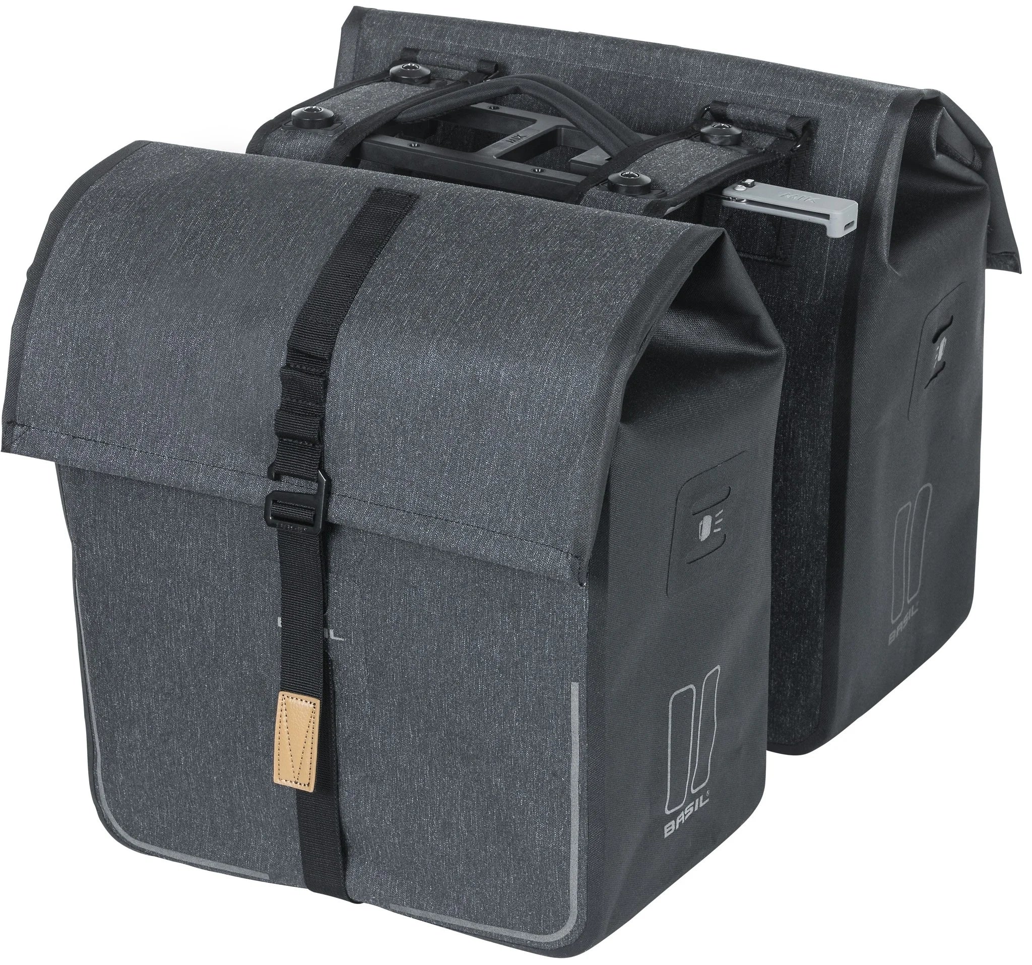 Dubbele fietstas Basil Urban Dry MIK 50 liter - charcoal melee