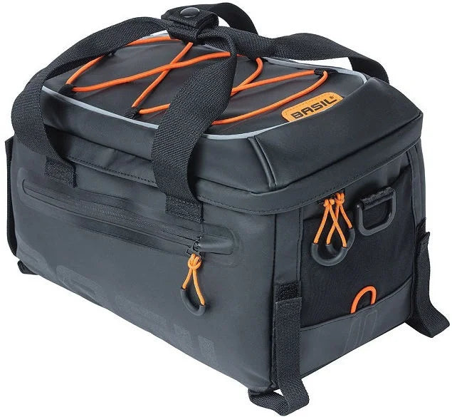 Basil Miles Tarpaulin Luggage Carrier Bag - 7 Liters - Black/Orange