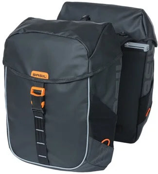 Dubbele fietstas MIK Basil Miles Tarpaulin - 34 Liter - Zwart / Oranje