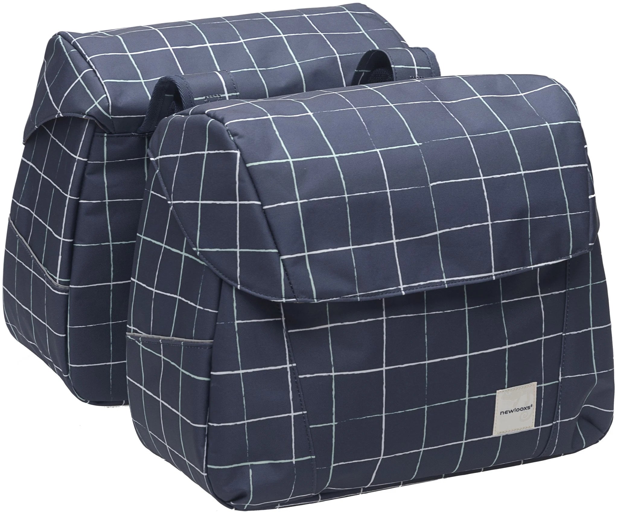 Dubbele fietstas New Looxs Joli Double - 37 liter - check blue
