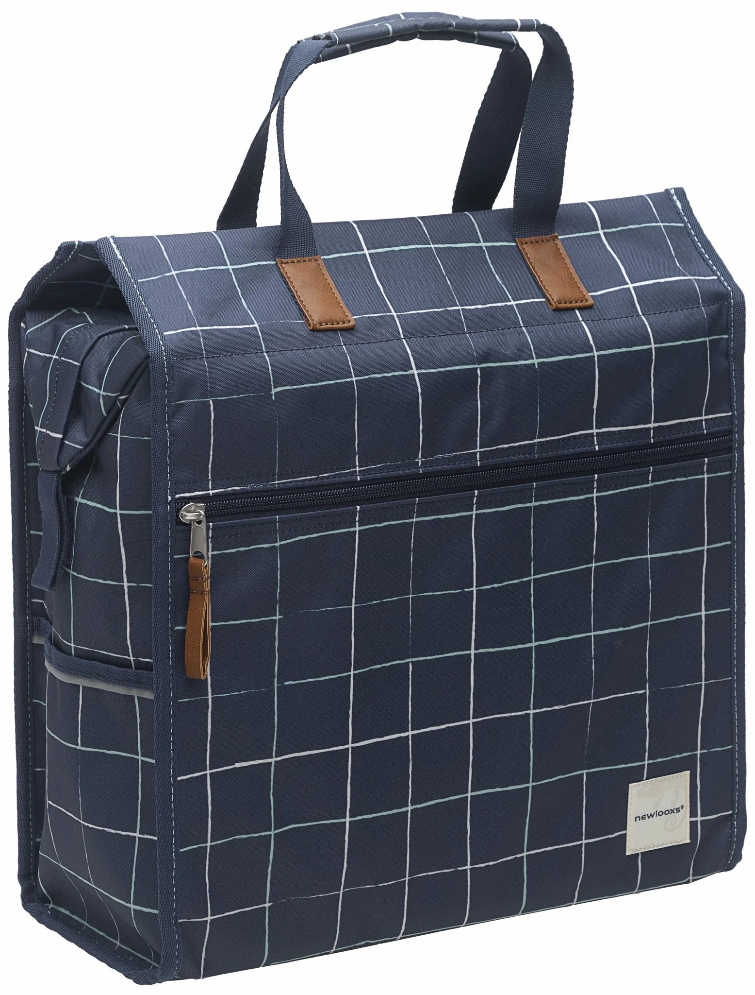 Enkele fietstas New Looxs Lilly - 18 liter - check blue