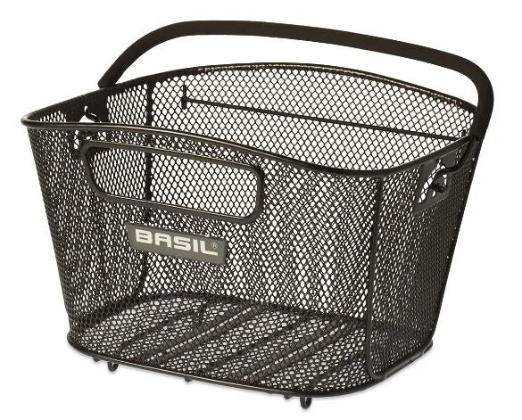 Basil Bold small bicycle basket - including clever mounting system - black