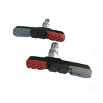 V-Brake Remschoenen 72mm - asymetrisch - Rood / Zwart  / Grijs