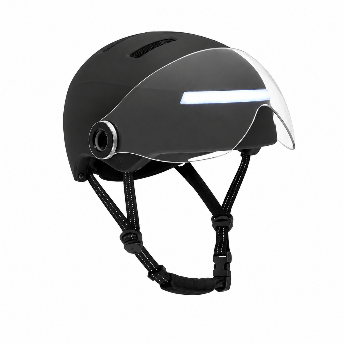 Falkx Fietshelm met Vizier en LED Verlichting NTA 8776 - Mat Zwart - Maat M (55-58 cm)