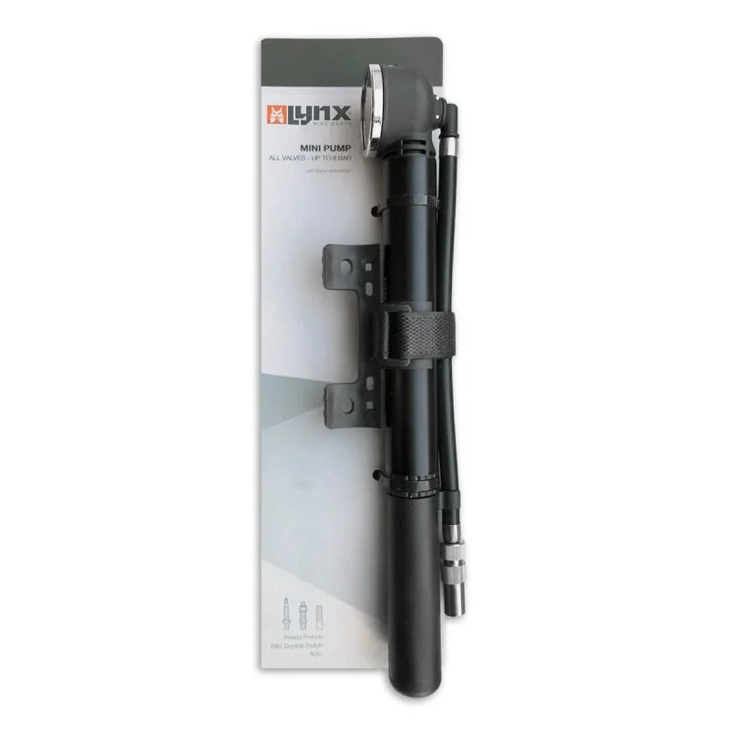 Lynx Mini Bicycle Pump - with Pressure Gauge