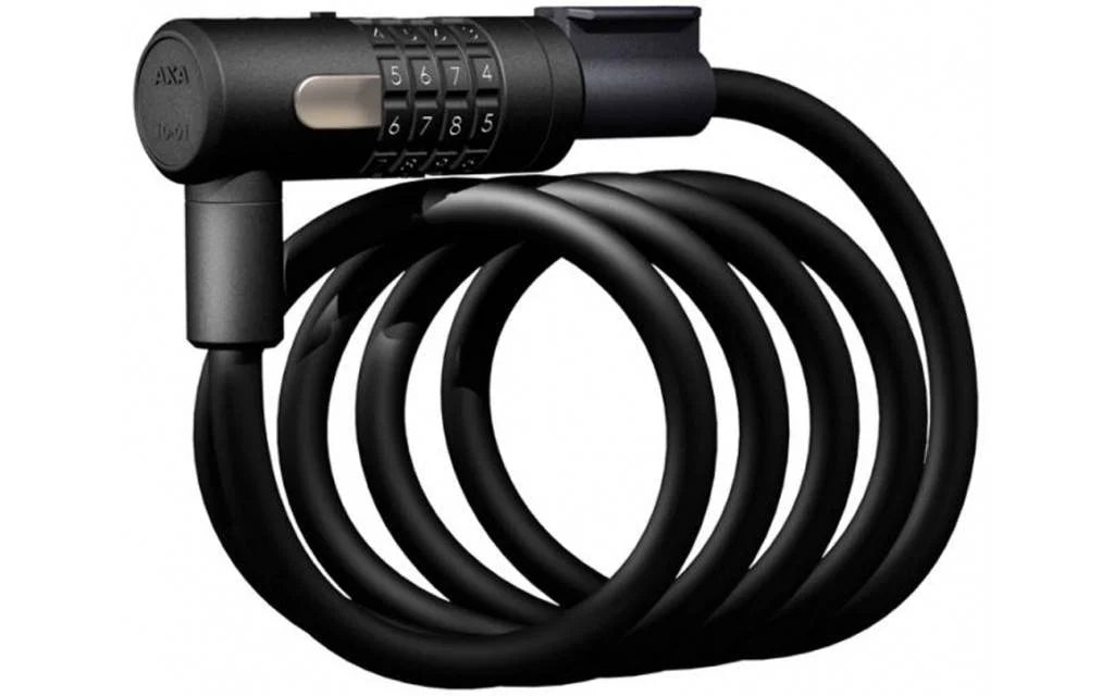 Spiral cable lock Axa Newton 150/10 code with holder - Black